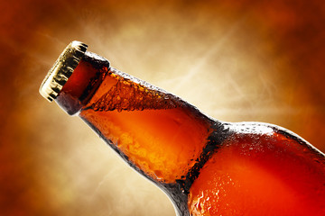 Cold beer bottle