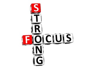 3D Crossword Strong Focus on white background
