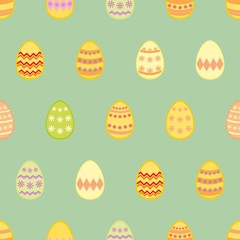 Tile vector pattern easter eggs on green background