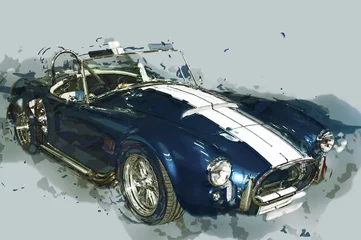  Vintage sport car drawn illustration © kirill_makarov