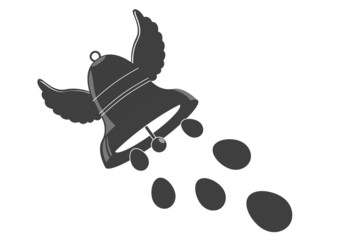 Sticker cloche ailée avec oeufs de pâques