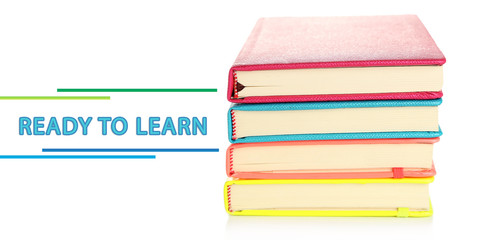 Colorful notebooks, isolated on white