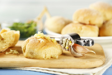 Fresh homemade bread buns from yeast dough