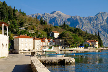 Fototapeta na wymiar Beautiful view on city of Perast at Kotor bay