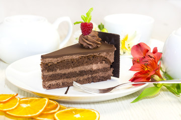 dessert on a table with tea