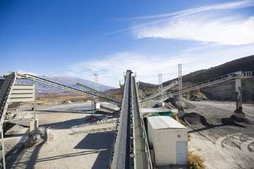 Open pit mining and processing plant for crushed stone, sand and