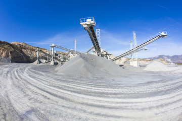 Open pit mining and processing plant for crushed stone, sand and