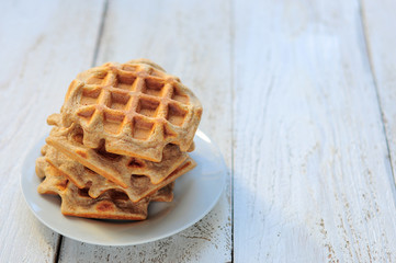 Wholegrain wheat and oat waffles