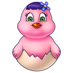 Pink Easter Chicken in Egg Shell