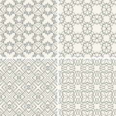 Geometric vector seamless patterns set