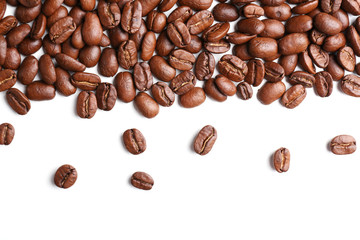 Coffee beans on white background