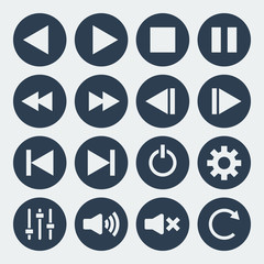 Vector music control icons.