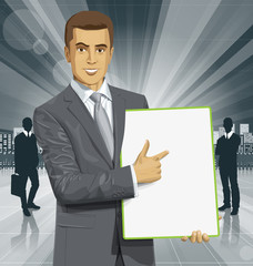 Vector Businessman With Empty Write Board