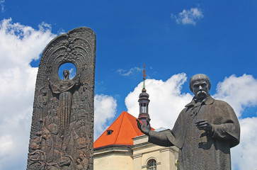 Monument to the poet Taras Shevchenko on Liberty Square, Lviv