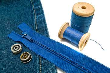 denim with zipper and metal buttons © mskphotolife