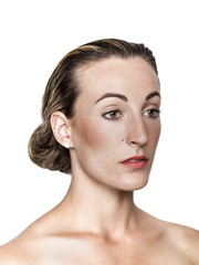 Naklejka premium Pretty girl with beautiful hairdo portrait