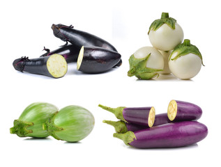 set of eggplant isolated on white background