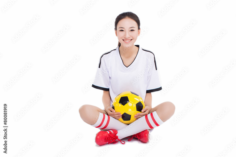 Wall mural woman with soccer ball