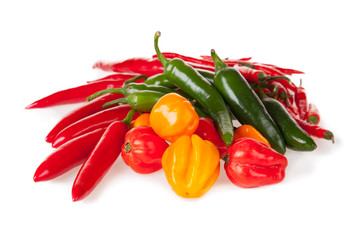 Chilli peppers on white background