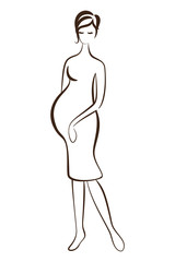 Fototapeta premium Pregnant woman silhouette without filling