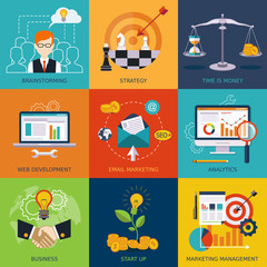 Vector flat business and finance concepts . Design elements for