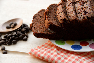 Chocolate bread with coffee beans