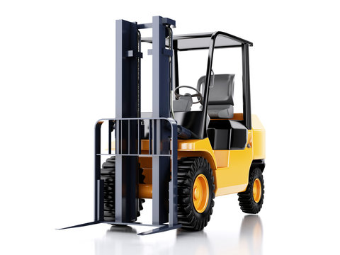 3d Forklift truck. cargo. Isolated white background