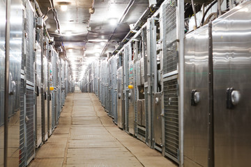 electric boxes corridor of industrial building