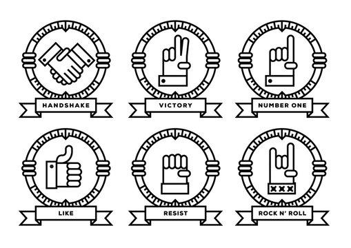 Linear Hand Figures Vector Icon Design