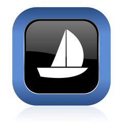 yacht square glossy icon sail sign