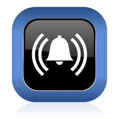 alarm square glossy icon alert sign bell symbol