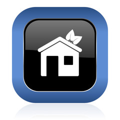 house square glossy icon ecological home symbol