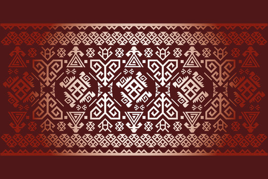 Vekt&ouml;r Arkaplan Antika Halı Desen Eski T&uuml;rk Sembolleri