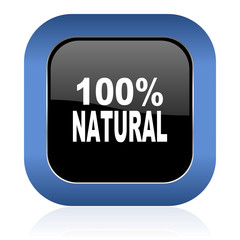 natural square glossy icon 100 percent natural sign