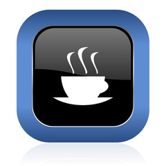 espresso square glossy icon hot cup of caffee sign