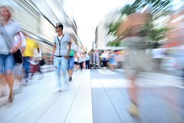 Diversified young crowd on street