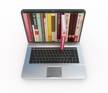 Stock photo of e-books in laptop computer.