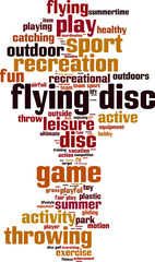 Flying disc word cloud concept. Vector illustration