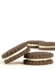A group of chocolate biscuits on white background