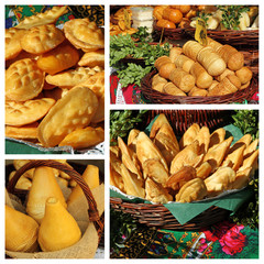 oscypek collage - smoked cheese made of salted sheep milk