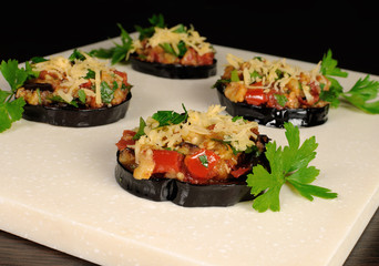 Appetizer of fried eggplant