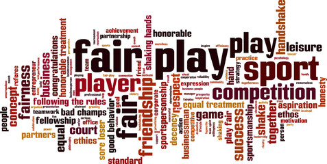 Fair play word cloud concept. Vector illustration - obrazy, fototapety, plakaty