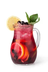 Foto op Plexiglas Glasses of fruit drinks with ice cubes © Gresei