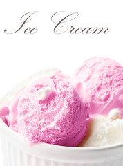 Ice Cream Balls Macro. Beautiful Scoops of Ice-Cream close up.