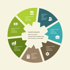 Circular infographics template for cycling diagram, graph, prese