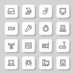 Computer components web icons set