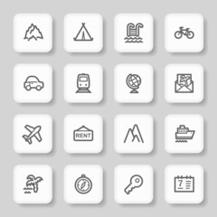 Travel web icons set