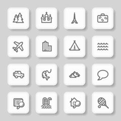 Travel web icons set