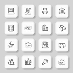 Travel web icons set