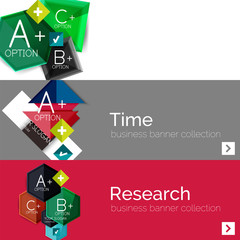 Flat design paper infographic banner set